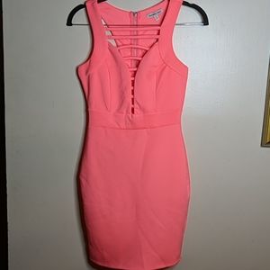 CharlotteRusse Hot Salmon Pink Stretchy Club Dress